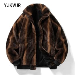 YJKVUR Men's Jacket 2025 Winter New Thick Warm Double-Sided Fleece Lined Windproof Outerwear for Cold Weather Soft Comfortable 