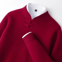 New Men 100% Merino Wool Sweater Long Sleeves Stand-up Collar Pullover Cashmere Soft Disk Buckle Clothing Warm Leisure Men's Top