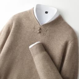 New Men 100% Merino Wool Sweater Long Sleeves Stand-up Collar Pullover Cashmere Soft Disk Buckle Clothing Warm Leisure Men's Top