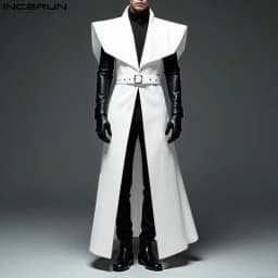Men Long Style Trench Lapel Sleeveless Solid Color Streetwear Casual Male Cardigan With Belt 2025 Fashion Coats S-5XL INCERUN