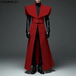 Men Long Style Trench Lapel Sleeveless Solid Color Streetwear Casual Male Cardigan With Belt 2025 Fashion Coats S-5XL INCERUN