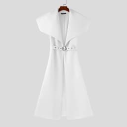 Men Long Style Trench Lapel Sleeveless Solid Color Streetwear Casual Male Cardigan With Belt 2025 Fashion Coats S-5XL INCERUN