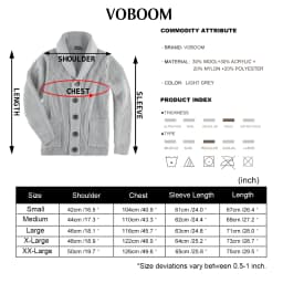 VOBOOM Samll Size S M Mens Shawl Collar Cardigan Sweater Button Down Ribbed Knit Sweaters Chunky Casual Cardigan with Pockets
