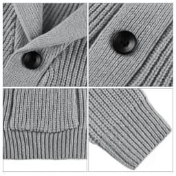 VOBOOM Samll Size S M Mens Shawl Collar Cardigan Sweater Button Down Ribbed Knit Sweaters Chunky Casual Cardigan with Pockets