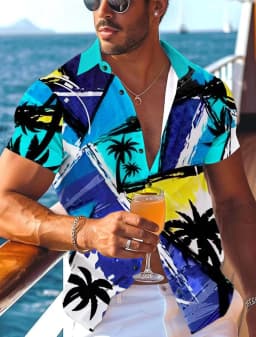 Pineapple Tropical Men's Shirt Summer Aloha Shirt Casual Holiday Summer Spring Turndown Short Sleeve Stretch Fabric Shirt