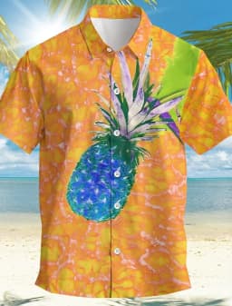 Pineapple Tropical Men's Shirt Summer Aloha Shirt Casual Holiday Summer Spring Turndown Short Sleeve Stretch Fabric Shirt