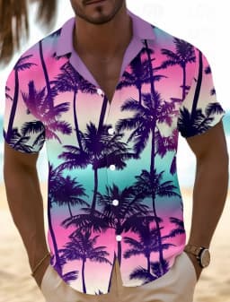 Pineapple Tropical Men's Shirt Summer Aloha Shirt Casual Holiday Summer Spring Turndown Short Sleeve Stretch Fabric Shirt