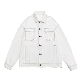Men's Fashion Baggy Denim Jacket Streetwear Large Pocket Contrast Design Oversized Black White Washed Denim Coats Autumn 4XL 5XL