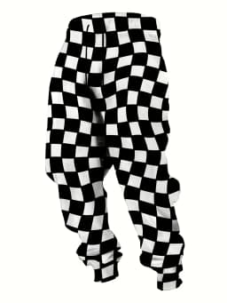 2025 Checkered Pattern Pants Street Pants Men's Side Pockets Elastic Drawstring Sweatpants Joggers Pants for Men Casual Trousers