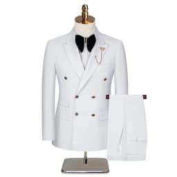 Men's 2 Piece Double Breasted Suit Set Slim Fit Peaked Lapel Formal Blazer Pants Luxury Business Wedding Groom Tuxedo For Men