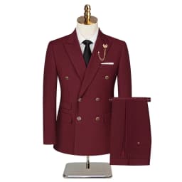 Men's 2 Piece Double Breasted Suit Set Slim Fit Peaked Lapel Formal Blazer Pants Luxury Business Wedding Groom Tuxedo For Men