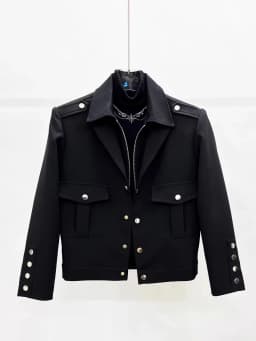 Men Vintage Double-Collar Short Jacket Spring Fall Coat with Zipper & Button Closure Casual Outerwear Techwear Streetwear