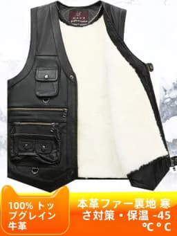 Genuine Leather Vest Men's Mid-Aged Autumn Winter Top Layer Cowhide Multi-Pocket Casual Father's Style Winter WarmthYY33