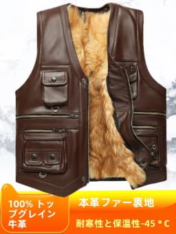 Genuine Leather Vest Men's Mid-Aged Autumn Winter Top Layer Cowhide Multi-Pocket Casual Father's Style Winter WarmthYY33
