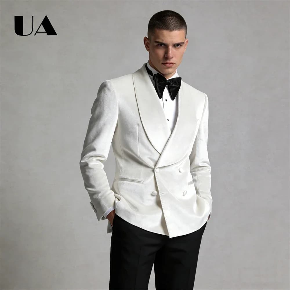 Wedding Suit for Groom and Groomsman 2026 New Double Breasted Suit Attire Customized Full Sleeves Suit Blazer Many Colors