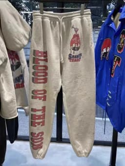 24ss Saint Washed Red Angel Printed Women Men Sweatpants Trousers Loose Fit Joggers Men Pants Sweatpants