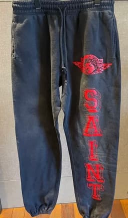 24ss Saint Washed Red Angel Printed Women Men Sweatpants Trousers Loose Fit Joggers Men Pants Sweatpants