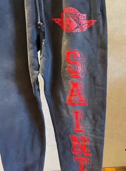 24ss Saint Washed Red Angel Printed Women Men Sweatpants Trousers Loose Fit Joggers Men Pants Sweatpants