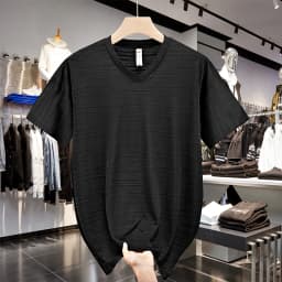 10xl Big Size T-Shirt Men V-Neck Loose 9xl 8xl Spandex 2025 Summer Slim Fit Men's T Shirts Sport Quick Dry Short Sleeve Tops Tee