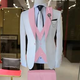 Fashion Style Slim Fit Men's Suits Groom Tuxedos Formal Wedding/Business Men Suits Peak Lapel Jacket+Vest+Pants 3PCS for Party