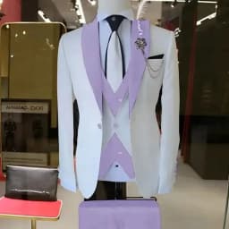 Fashion Style Slim Fit Men's Suits Groom Tuxedos Formal Wedding/Business Men Suits Peak Lapel Jacket+Vest+Pants 3PCS for Party