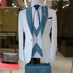 Fashion Style Slim Fit Men's Suits Groom Tuxedos Formal Wedding/Business Men Suits Peak Lapel Jacket+Vest+Pants 3PCS for Party