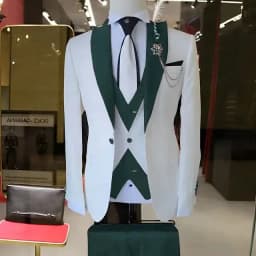 Fashion Style Slim Fit Men's Suits Groom Tuxedos Formal Wedding/Business Men Suits Peak Lapel Jacket+Vest+Pants 3PCS for Party