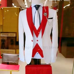 Fashion Style Slim Fit Men's Suits Groom Tuxedos Formal Wedding/Business Men Suits Peak Lapel Jacket+Vest+Pants 3PCS for Party