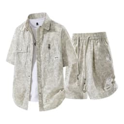 Men's Summer Casual Versatile Fashionable Cool Short-Sleeved Shirt And Shorts Set Trendy Business Casual Outfit