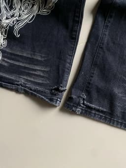 American Y2K Vintage New Pattern Printing Black Baggy Jeans Men Gothic Harajuku Hip Hop Popular Casual Joker Wide-leg Pants