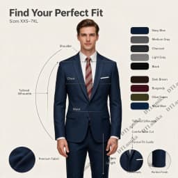 Daily Business Work Suit Set for Men from XXS-7XL Made to Measure 2 Piece Notched Lapel Formal Suits Wedding Groom Suits Plus