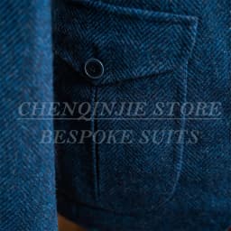 Stylish Tweed Men's Suits Royal Blue Single Breasted Notch Lapel Slim Fit 3 Piece Jacket Pants Vest Formal Business Outfits