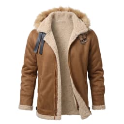 Men's Faux Suede & Sherpa Hooded Jacket | Winter Outdoor Hiking Warm Coat Comfortable Menswear S-5XL Windproof Men's Winter Coat