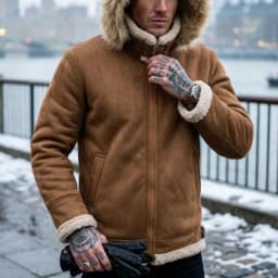 Men's Faux Suede & Sherpa Hooded Jacket | Winter Outdoor Hiking Warm Coat Comfortable Menswear S-5XL Windproof Men's Winter Coat