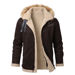 Men's Faux Suede & Sherpa Hooded Jacket | Winter Outdoor Hiking Warm Coat Comfortable Menswear S-5XL Windproof Men's Winter Coat