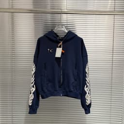 Metal Star Moon Logo Thug Club Embroidery Patch Label Zipper Hoodie Jacket Men Women Casual Wahsed Hole Damaged Loose Pullovers