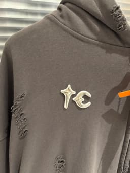 Metal Star Moon Logo Thug Club Embroidery Patch Label Zipper Hoodie Jacket Men Women Casual Wahsed Hole Damaged Loose Pullovers
