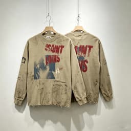 Tear Collar Yellow Print Label SSSAINT LOUIS Sweatshirts Men Women Vintage Washed Hole Damaged Soiled Loose Hoodie Pullovers