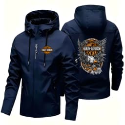 New Harley Davidson Man Autumn Outdoor jacket Fashion Printed Motorcycle Windproof Coat Wilderness Camping Hiking Hooded Tops