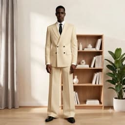 Luxury Double Breasted Suits for Men with Wide Pants 2 Pieces Groom Notched Lapel for All Kinds Of Parties Wedding Ceremonies
