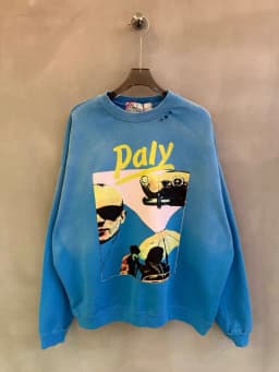 Paly Hollywood Blue Sweatshirts Men Women Best Quality Retro Destroy Washed Oversized Pullover