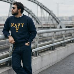Classic Bronson Boxing Coach Pullover – Navy Y Shipyard Heavyweight Fleece Sweatshirt with Rugged Ringside Style