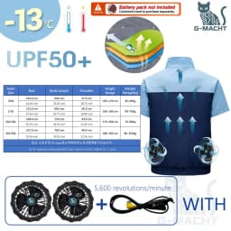 G-MACHT Men Summer Anti-Heat Cooling Shirt With 4 Fans Air Condition Clothes Short Sleeve Sun Protection Outdoor Work Wear