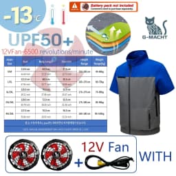 G-MACHT Men Summer Anti-Heat Cooling Shirt With 4 Fans Air Condition Clothes Short Sleeve Sun Protection Outdoor Work Wear