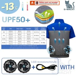 G-MACHT Men Summer Anti-Heat Cooling Shirt With 4 Fans Air Condition Clothes Short Sleeve Sun Protection Outdoor Work Wear