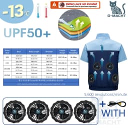 G-MACHT Men Summer Anti-Heat Cooling Shirt With 4 Fans Air Condition Clothes Short Sleeve Sun Protection Outdoor Work Wear