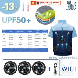 G-MACHT Men Summer Anti-Heat Cooling Shirt With 4 Fans Air Condition Clothes Short Sleeve Sun Protection Outdoor Work Wear