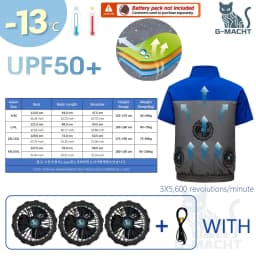 G-MACHT Men Summer Anti-Heat Cooling Shirt With 4 Fans Air Condition Clothes Short Sleeve Sun Protection Outdoor Work Wear