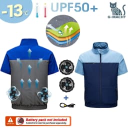 G-MACHT Men Summer Anti-Heat Cooling Shirt With 4 Fans Air Condition Clothes Short Sleeve Sun Protection Outdoor Work Wear