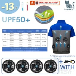 G-MACHT Men Summer Anti-Heat Cooling Shirt With 4 Fans Air Condition Clothes Short Sleeve Sun Protection Outdoor Work Wear